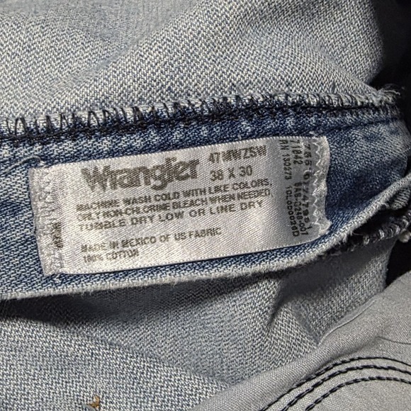 Wrangler Jeans Mens 38x30 Blue 47MWZ Regular Fit Cowboy Boot Zipper With Patch - Picture 9 of 9